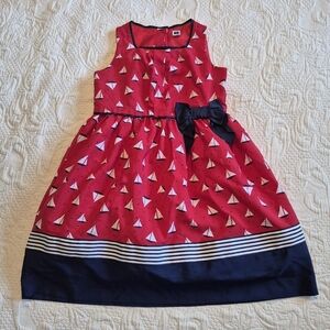 Janie and Jack girls size 5 red Sailboat Dot dress EUC 2016 line